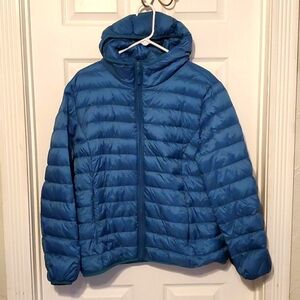Women's down jacket, teal, size XL